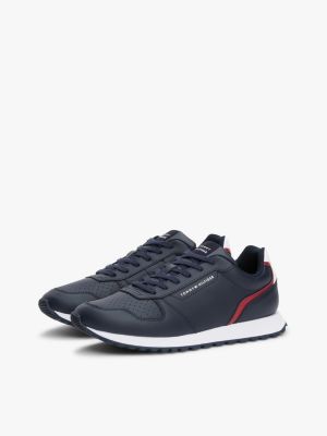 sneakers essential in pelle con logo blu da uomini tommy hilfiger