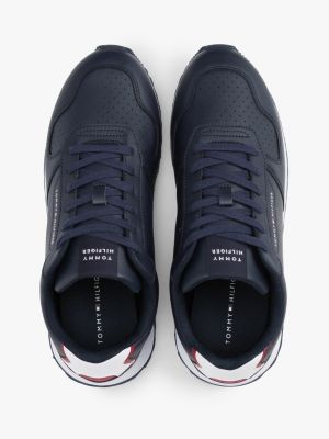 sneakers essential in pelle con logo blu da uomini tommy hilfiger