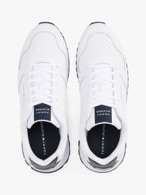 sneakers essential in pelle con logo bianco da uomini tommy hilfiger