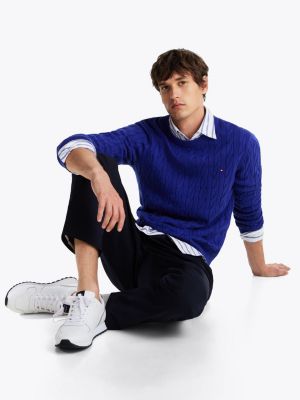 biały buty sportowe z blokami kolorów i logo dla mężczyźni - tommy hilfiger