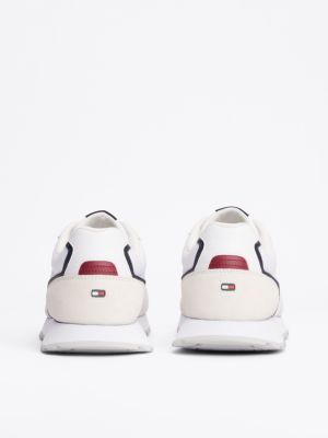 sneakers essential con mix di texture bianco da uomini tommy hilfiger