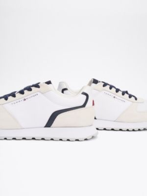 sneakers essential con mix di texture bianco da uomini tommy hilfiger