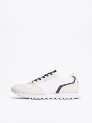 sneakers essential con mix di texture bianco da uomini tommy hilfiger