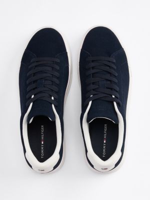 blue suede flatform court trainers for men tommy hilfiger