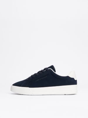 blue suede flatform court trainers for men tommy hilfiger