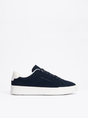 blau court-sneaker aus wildleder mit flatform-sohle für herren - tommy hilfiger