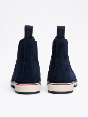 blue suede cleat chelsea boots for men tommy hilfiger