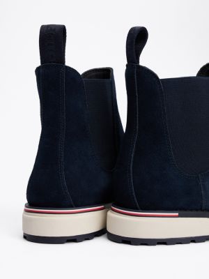 blue suede cleat chelsea boots for men tommy hilfiger