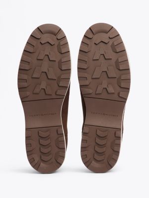 brown suede cleat chelsea boots for men tommy hilfiger
