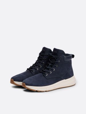 blue leather hybrid boots for men tommy hilfiger