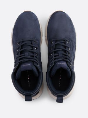 blue leather hybrid boots for men tommy hilfiger