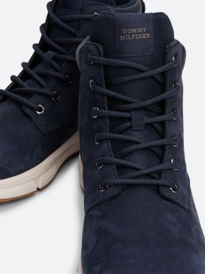 blue leather hybrid boots for men tommy hilfiger