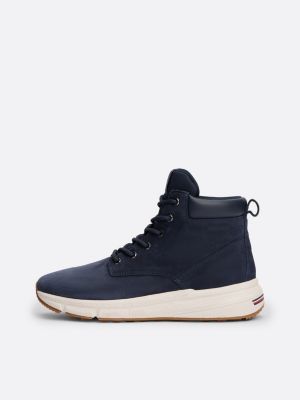 blue leather hybrid boots for men tommy hilfiger