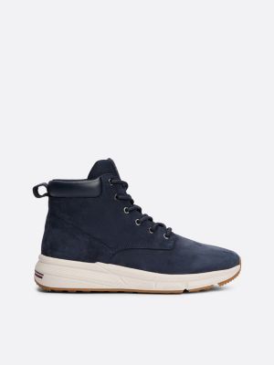 bottes hybrides en cuir bleu pour hommes tommy hilfiger