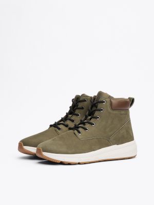 green leather hybrid boots for men tommy hilfiger