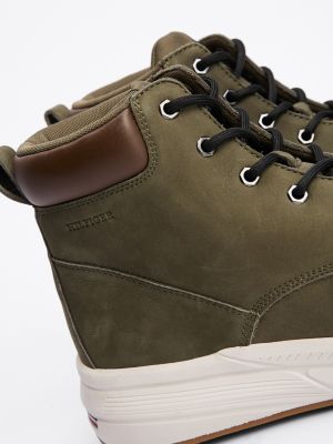 green leather hybrid boots for men tommy hilfiger