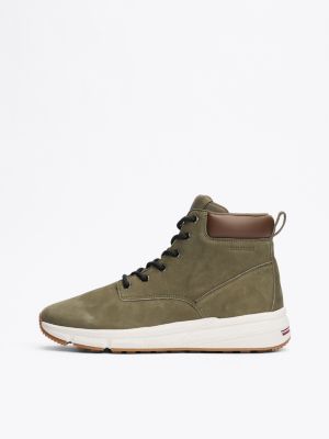 green leather hybrid boots for men tommy hilfiger