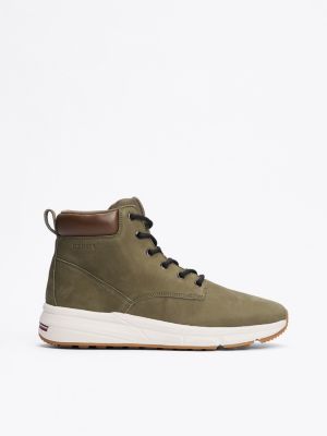 green leather hybrid boots for men tommy hilfiger