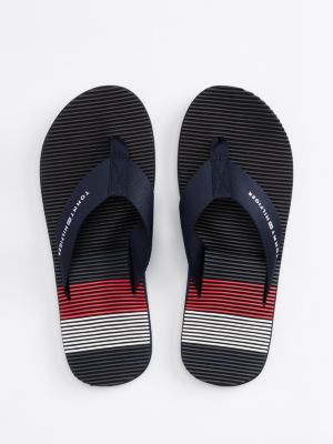 blue massage footbed flip-flops for men tommy hilfiger