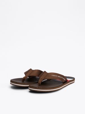 brown massage footbed flip-flops for men tommy hilfiger