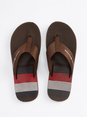 brown massage footbed flip-flops for men tommy hilfiger