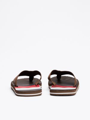 brown massage footbed flip-flops for men tommy hilfiger