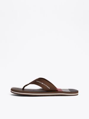 brown massage footbed flip-flops for men tommy hilfiger