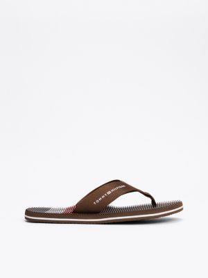 brown massage footbed flip-flops for men tommy hilfiger