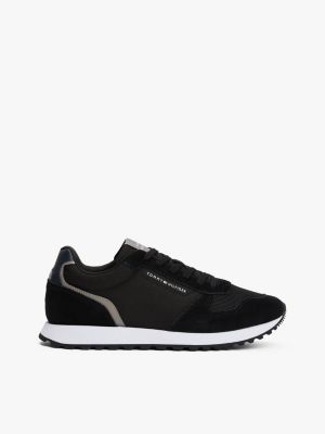 black suede logo trainers for men tommy hilfiger