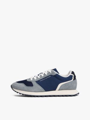 multi suede logo trainers for men tommy hilfiger