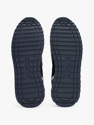 niebieski zamszowe buty sportowe z logo dla mężczyźni - tommy hilfiger