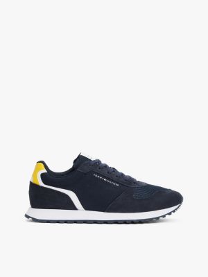 blue suede logo trainers for men tommy hilfiger