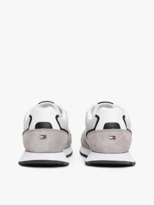 grey suede logo trainers for men tommy hilfiger