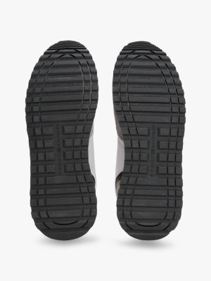 szary zamszowe buty sportowe z logo dla mężczyźni - tommy hilfiger