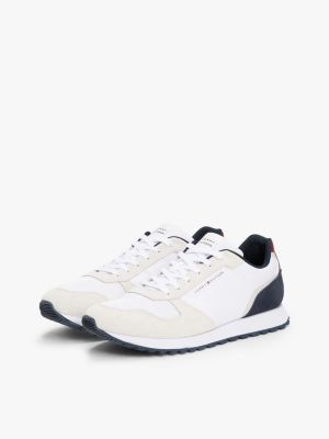 white suede logo trainers for men tommy hilfiger