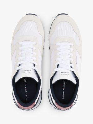 white suede logo trainers for men tommy hilfiger