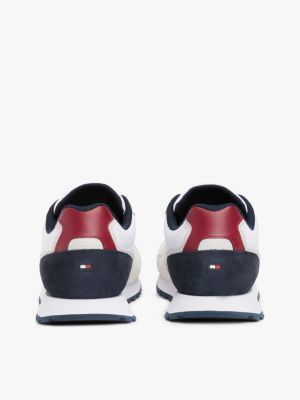 white suede logo trainers for men tommy hilfiger