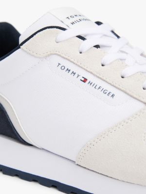 white suede logo trainers for men tommy hilfiger