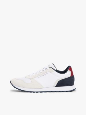 white suede logo trainers for men tommy hilfiger