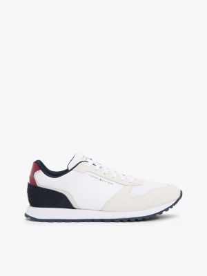 white suede logo trainers for men tommy hilfiger