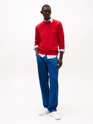 wit leren sneaker met gemengde texturen voor heren - tommy hilfiger