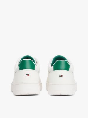 white mixed texture basketball trainers for men tommy hilfiger