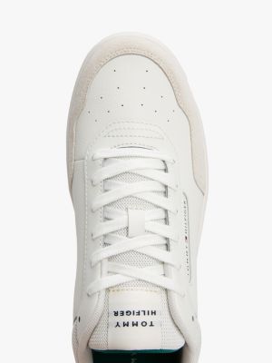 white mixed texture basketball trainers for men tommy hilfiger