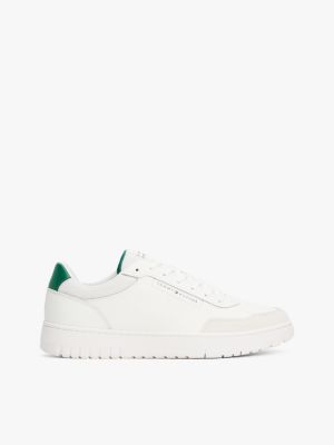 white mixed texture basketball trainers for men tommy hilfiger