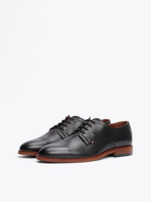 scarpe derby in pelle nero da uomini tommy hilfiger