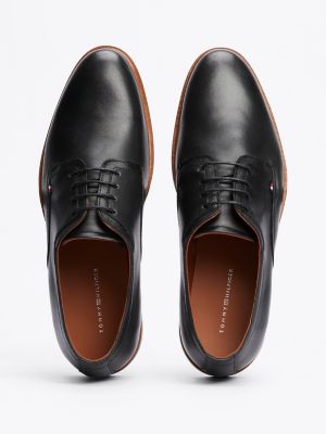 scarpe derby in pelle nero da uomini tommy hilfiger