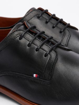 schwarz derby-schuh aus leder für herren - tommy hilfiger