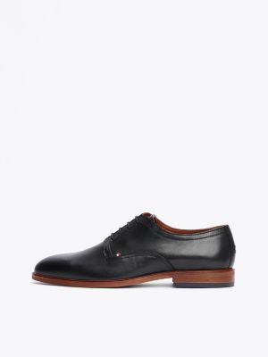 scarpe derby in pelle nero da uomini tommy hilfiger