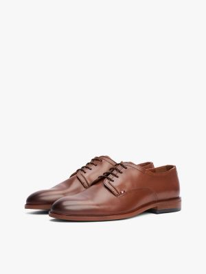 brown leather derby shoes for men tommy hilfiger