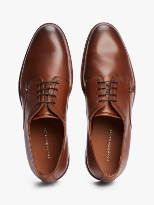 brown leather derby shoes for men tommy hilfiger